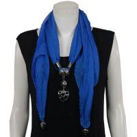 Scarves - Hearts on Heart Pendant - Chiffon - Royal