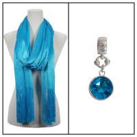 Scarves - Metallic Fishnet 3836 w/ Pendant - Turquoise w/ Pendant #387