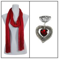 Scarves - Metallic Fishnet 3836 w/ Pendant - Red w/ Pendant #127