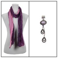 Scarves - Two-Tone Crinkle 908081 w/ Pendant - Purple-Pink w/ Pendant #399
