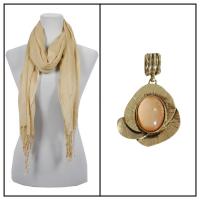 Scarves - Rayon Gauze 2123 w/ Pendant - Tan w/ Pendant #389
