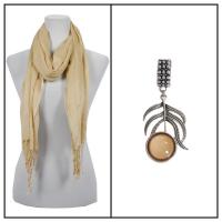 Scarves - Rayon Gauze 2123 w/ Pendant - Tan w/ Pendant #395