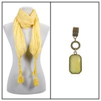 Scarves - Crinkled Woven w/ Tassel w/ Pendant - Yellow w/ Pendant #396