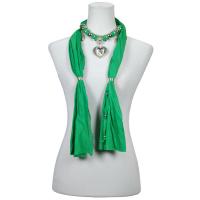 Scarves - Heart Crystal Pendant - Jersey Knit - Kelly Green