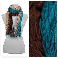 Scarves - Pleated Ombre 686 - Teal-Brown