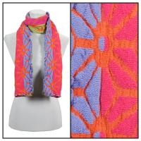 Scarves - Embossed Knit 3877 - Orange-Fuchsia