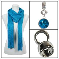 Scarves - Metallic Mesh 102 w/ Pendant - Turquoise w/ Pendant #387