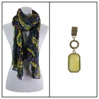 Scarves - African Abstract 1012 w/ Pendant - Black w/ Pendant #396