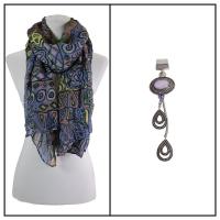 Scarves - African Abstract 1012 w/ Pendant - Purple w/ Pendant #399