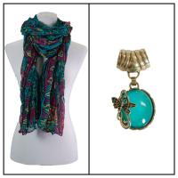 Scarves - African Abstract 1012 w/ Pendant - Teal w/ Pendant #393