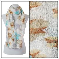 Scarves - Crochet Flower 3097 - White