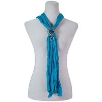 Scarves - Magnetic Heart Pendant - Jersey Knit - Dark Teal
