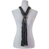 Scarves - Magnetic Heart Pendant - Jersey Knit - Grey