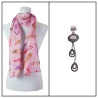 Scarves - Feathers 3130 w/ Pendant - Pink w/ Pendant #399