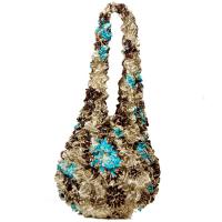 Popcorn Bags - Turquoise-Brown Floral- Champagne