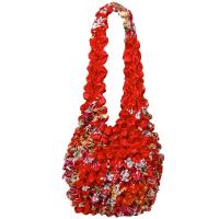 Popcorn Bags - Raspberry Floral on Red- Scarlet
