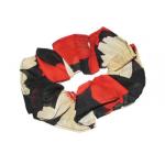 Georgette Scrunchies -  Hibiscus Red-Tan