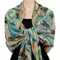 Georgette Shawls -  Paisley Floral Cool