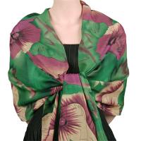 Georgette Shawls -  Poppies - Green