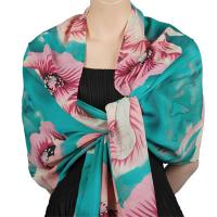 Georgette Shawls -  Poppies - Aqua