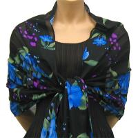 Georgette Shawls -  Black-Blue Floral