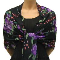 Georgette Shawls -  Black-Purple Floral