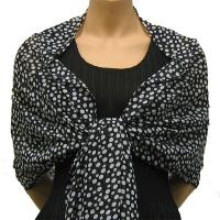 Georgette Shawls -  Polka Dot Black-White