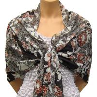 Georgette Shawls -  Chocolate-Ivory Floral