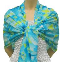 Georgette Shawls -  Daisies - Aqua