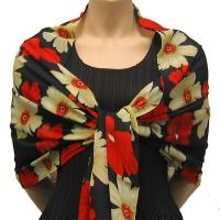 Georgette Shawls -  Hibiscus Red-Tan