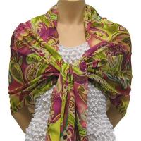 Georgette Shawls -  Pink-Lime Paisley