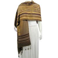 Pashmina Style Shawls - Woven Prints - Medley Print - Beige-Brown