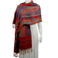Pashmina Style Shawls - Woven Prints - Medley Print - Blue-Red