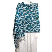 Pashmina Style Shawls - Woven Prints - Circle Chains - Seagreen