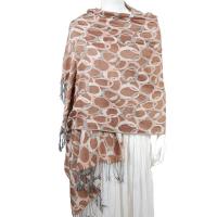 Pashmina Style Shawls - Woven Prints - Circle Chains - Taupe