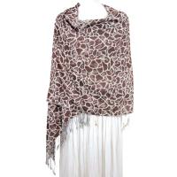 Pashmina Style Shawls - Woven Prints - Cheetah - Brown-White