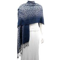 Pashmina Style Shawls - Woven Prints - Leopard Print - Navy