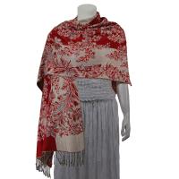Pashmina Style Shawls - Woven Prints - Flowers and Grapes - Red