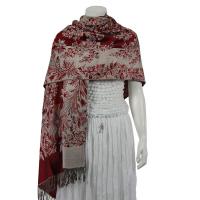 Pashmina Style Shawls - Woven Prints - Flowers and Grapes - Wine