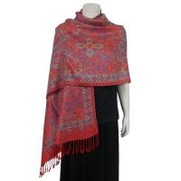 Pashmina Style Shawls - Woven Prints - Oriental - Red-Blue