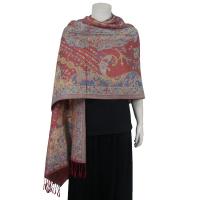 Pashmina Style Shawls - Woven Prints - Paisley Fantasy - Red-Blue