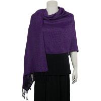 Pashmina Style Shawls - Woven Prints - Animal & Weave - Purple