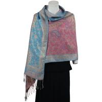 Pashmina Style Shawls - Woven Prints - Metallic Accent - Paisley - Pink