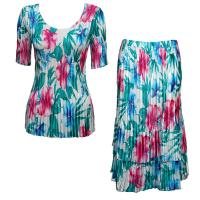 Sets Satin Mini Pleat - Half Sleeve V-Neck - Bright Bouquet