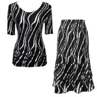 Sets Satin Mini Pleat - Half Sleeve V-Neck - Ribbon Black-White