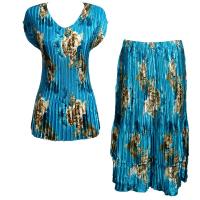 Sets Satin Mini Pleat - Cap Sleeve V Neck/Skirt - Taupe on Teal