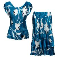 Sets Satin Mini Pleat - Cap / Skirt  - White Tulips on Teal