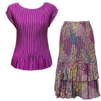 Sets Satin Mini Pleat - Cap / Skirt  - Solid Orchid - Paisley Magenta-Teal Skirt