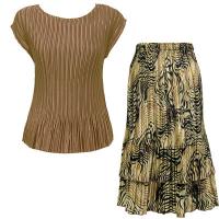 Sets Satin Mini Pleat - Cap / Skirt  - Solid Taupe - Swirl Animal Skirt