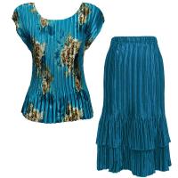 Sets Satin Mini Pleat - Cap / Skirt  - Taupe on Teal - Teal Skirt